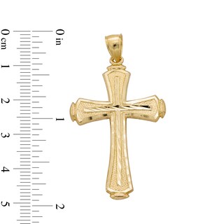 10K Solid Gold Diamond-Cut Cross Necklace Charm