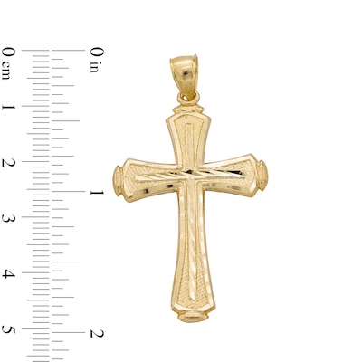 10K Solid Gold Diamond-Cut Cross Necklace Charm