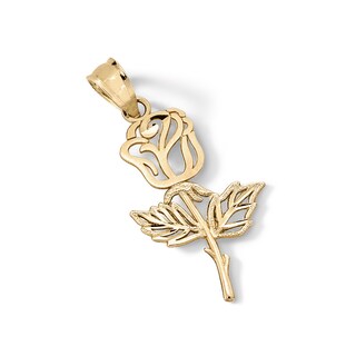 10K Solid Gold Rose Cutout Necklace Charm