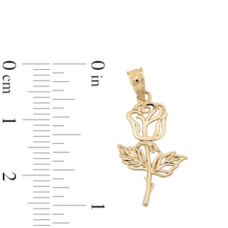 10K Solid Gold Rose Cutout Necklace Charm