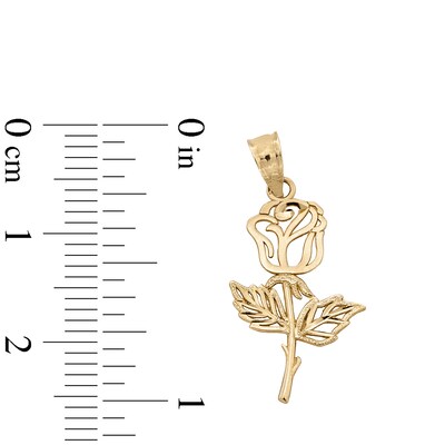 10K Solid Gold Rose Cutout Necklace Charm
