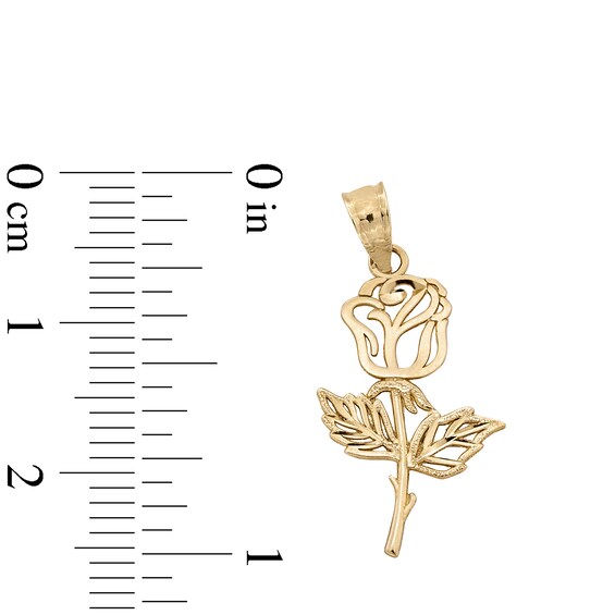 10K Solid Gold Rose Cutout Necklace Charm