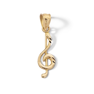 10K Solid Gold Music Note Necklace Charm