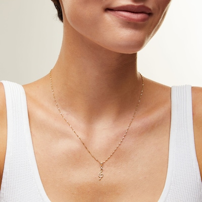 10K Solid Gold Music Note Necklace Charm