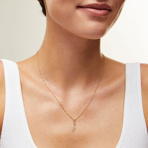 10K Solid Gold Music Note Necklace Charm