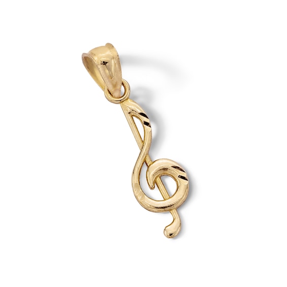 10K Solid Gold Music Note Necklace Charm