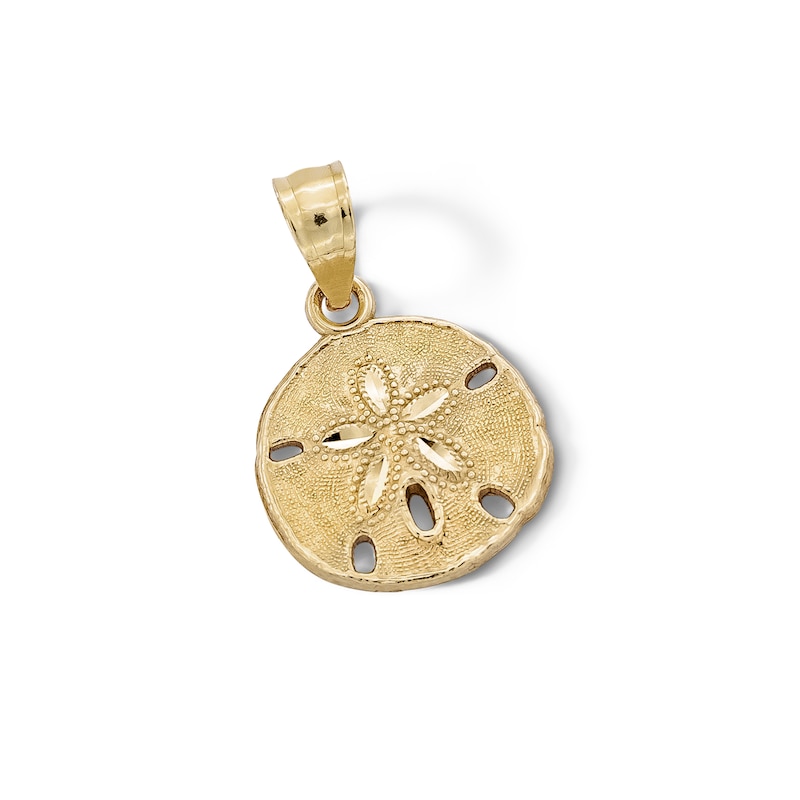 Main Image 5 of 10K Solid Gold Diamond-Cut Sand Dollar Necklace Charm