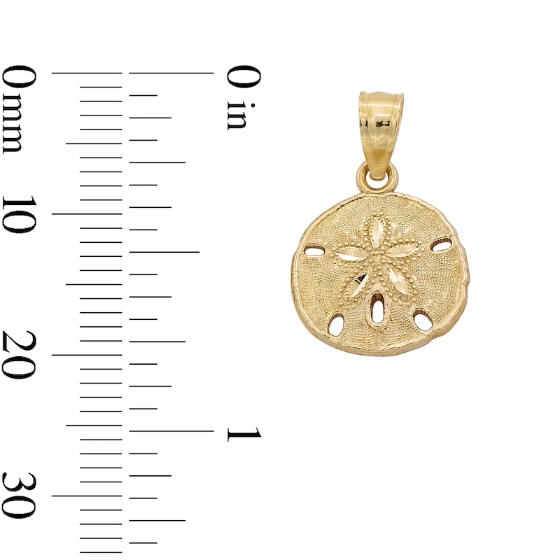 Main Image 6 of 10K Solid Gold Diamond-Cut Sand Dollar Necklace Charm