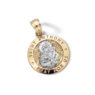 ​​​​​​​10K Solid Gold Saint Anthony Two-Tone Necklace Charm