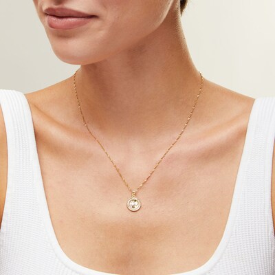 10K Semi-Solid Gold CZ Holy Spirit Two-Tone Necklace Charm
