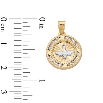 10K Semi-Solid Gold CZ Holy Spirit Two-Tone Necklace Charm