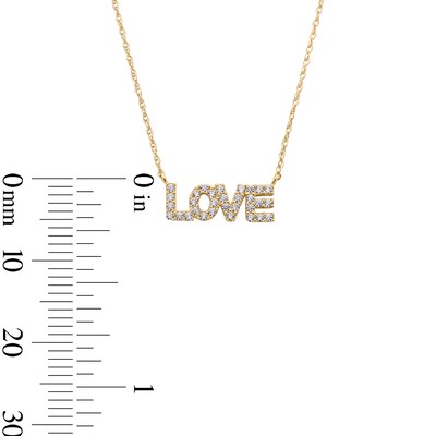 10K Semi-Solid Gold CZ LOVE Pendant - 16" + 2"