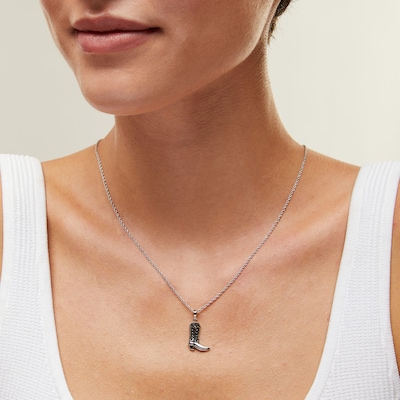 Sterling Silver Cowboy Boot Necklace Charm
