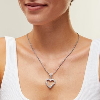 Sterling Silver CZ Heart Necklace Charm