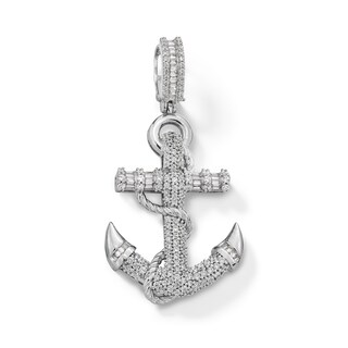 Sterling Silver CZ Anchor Necklace Charm