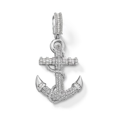 Sterling Silver CZ Anchor Necklace Charm