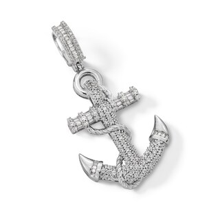 Sterling Silver CZ Anchor Necklace Charm