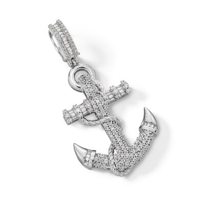 Sterling Silver CZ Anchor Necklace Charm