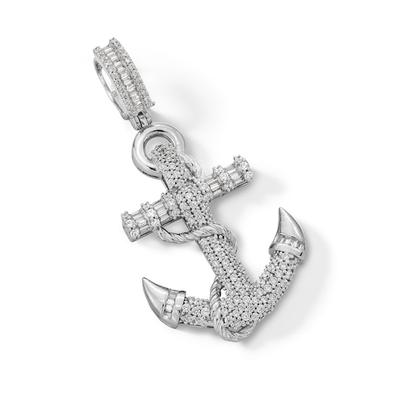 Sterling Silver CZ Anchor Necklace Charm