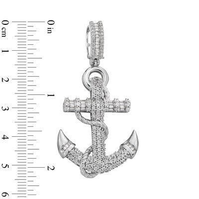 Sterling Silver CZ Anchor Necklace Charm