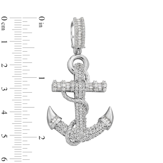 Sterling Silver CZ Anchor Necklace Charm