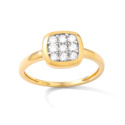 ​​​​​​​14K Gold Plated 1/3 CT. T.W. Lab-Grown Diamond Square Rounded Edge Frame Ring
