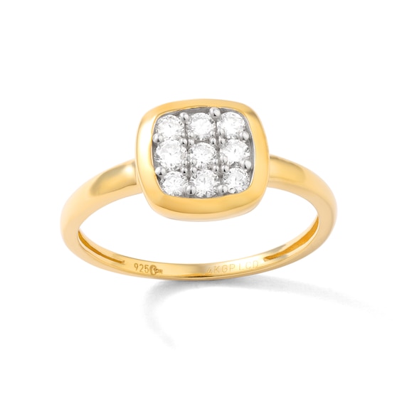 ​​​​​​​14K Gold Plated 1/3 CT. T.W. Lab-Grown Diamond Square Rounded Edge Frame Ring