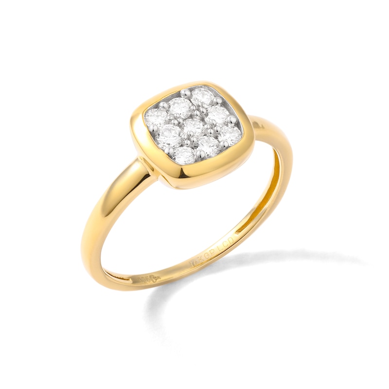 Main Image 2 of ​​​​​​​14K Gold Plated 1/3 CT. T.W. Lab-Grown Diamond Square Rounded Edge Frame Ring