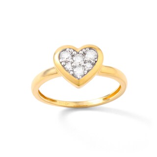 14K Gold Plated 1/3 CT. TW. Lab-Grown Diamond Heart Framed Ring