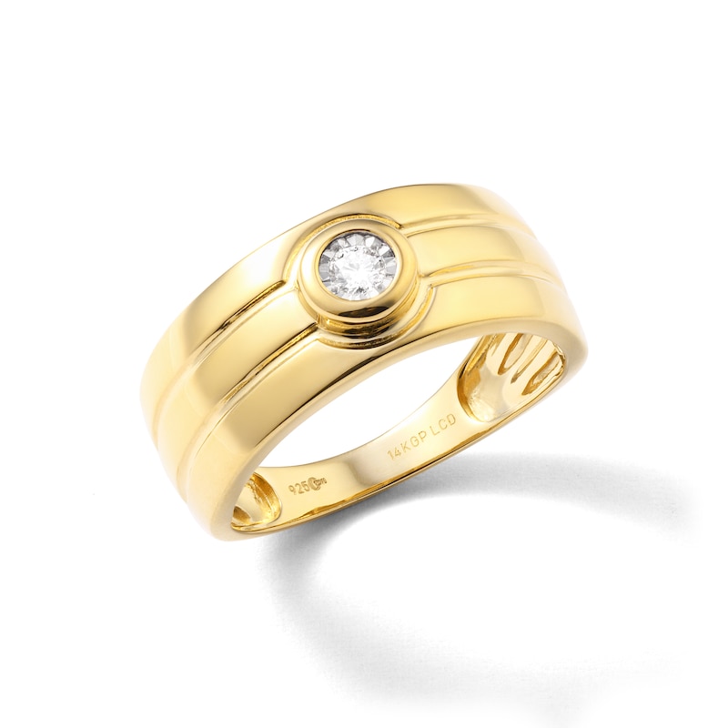Main Image 2 of 14K Gold Plated 1/10 CT. TW. Lab-Grown Diamond Center Ring