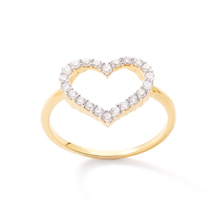 14K Gold Plated 1/3 CT. T.W. Lab-Grown Diamond Heart Outline Ring