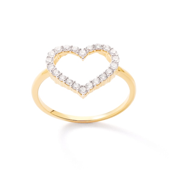 14K Gold Plated 1/3 CT. T.W. Lab-Grown Diamond Heart Outline Ring