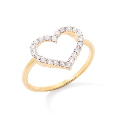 14K Gold Plated 1/3 CT. T.W. Lab-Grown Diamond Heart Outline Ring