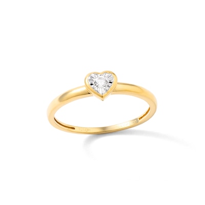 14K Gold Plated 1/20 CT. TW. Lab-Grown Diamond Small Heart Ring