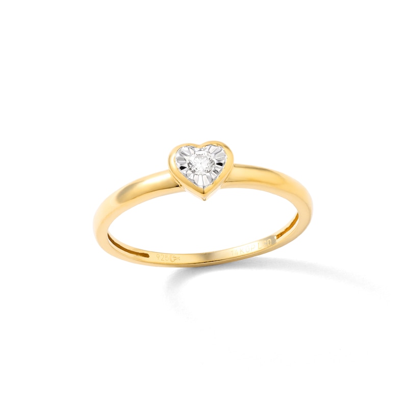 14K Gold Plated 1/20 CT. TW. Lab-Grown Diamond Small Heart Ring