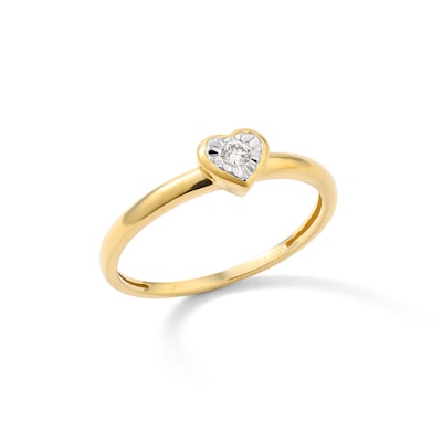 14K Gold Plated 1/20 CT. TW. Lab-Grown Diamond Small Heart Ring