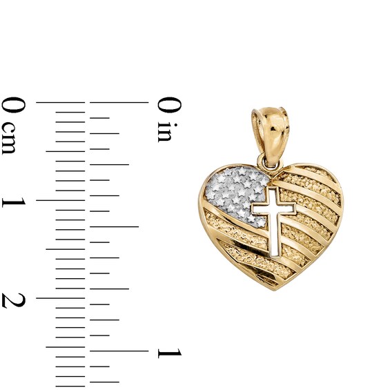 ​​​​​​​​​​​​​​10K Solid Gold USA Heart Two-Tone Necklace Charm