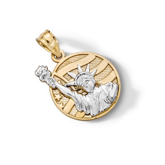 ​​​​​​​​​​​​​​10K Solid Gold Statue of Liberty Two-Tone Necklace Charm
