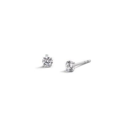 10K Solid White Gold 3mm CZ Solitaire Studs