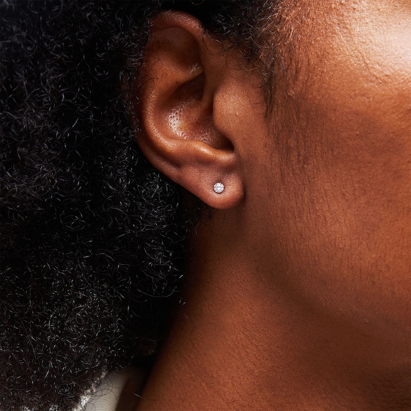 Main Image 2 of 10K White Gold CZ Basket Studs