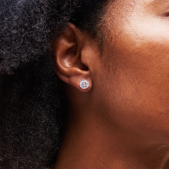 14K Solid Gold 8mm CZ Solitaire Martini Studs