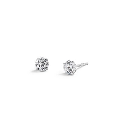 10K Semi-Solid White Gold 4mm CZ Solitaire Studs