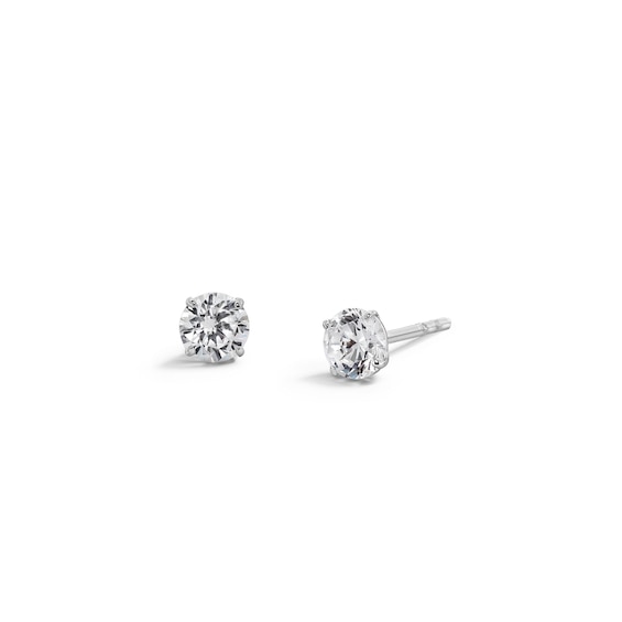 10K Semi-Solid White Gold 4mm CZ Solitaire Studs