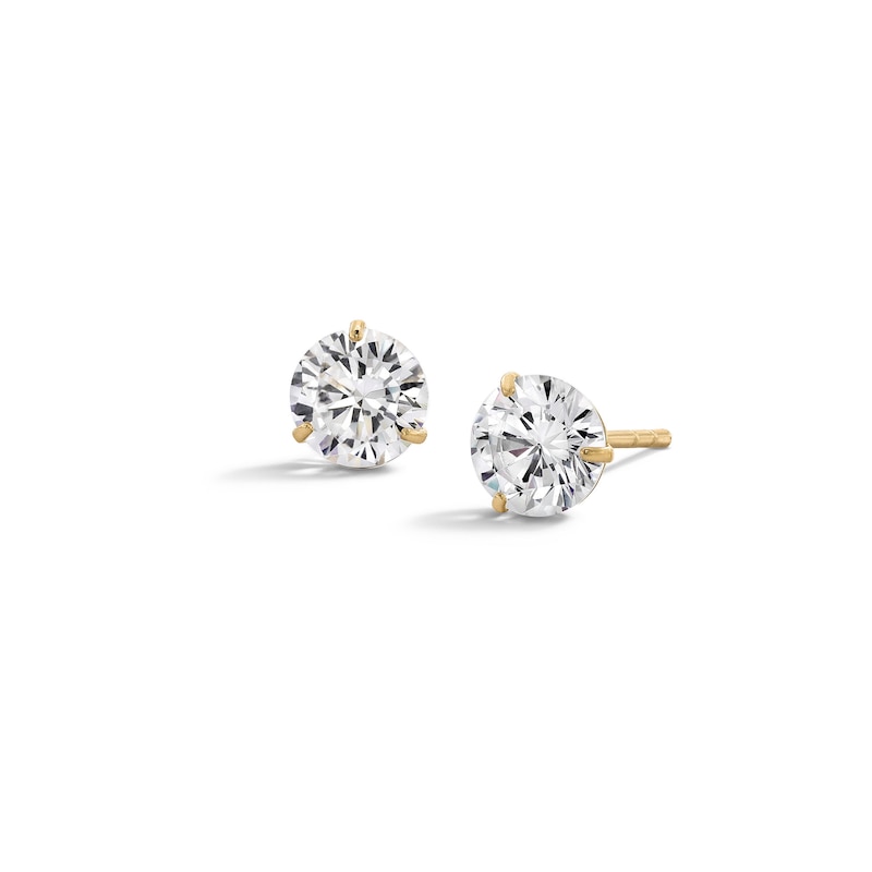 Main Image 1 of 14K Solid Gold 6mm CZ Solitaire Martini Studs