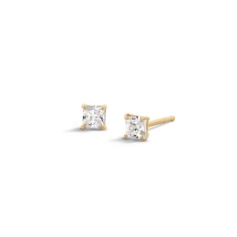 14K Semi-Solid Gold 3mm Princess-cut CZ Solitaire Studs