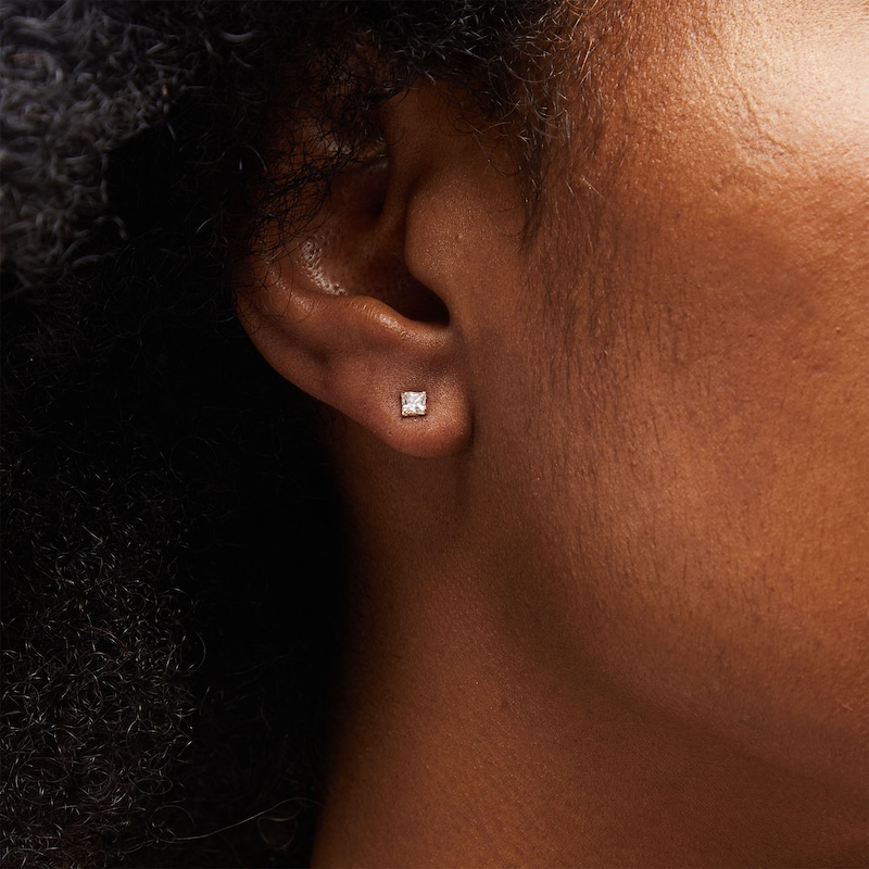 Main Image 2 of 14K Gold CZ Square Studs