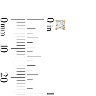 14K Semi-Solid Gold 3mm Princess-cut CZ Solitaire Studs