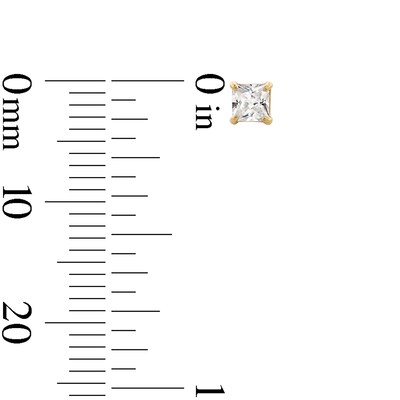14K Semi-Solid Gold 3mm Princess-cut CZ Solitaire Studs