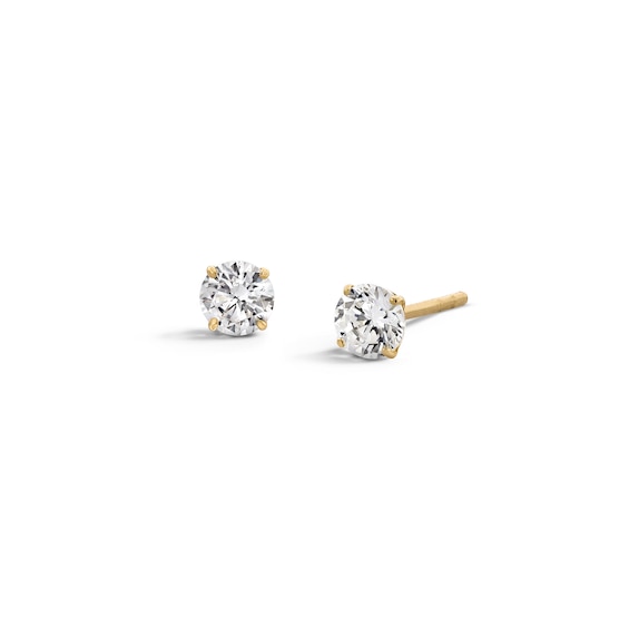 10K Semi-Solid Gold 4mm CZ Solitaire Studs