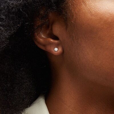 10K Semi-Solid Gold 4mm CZ Solitaire Studs